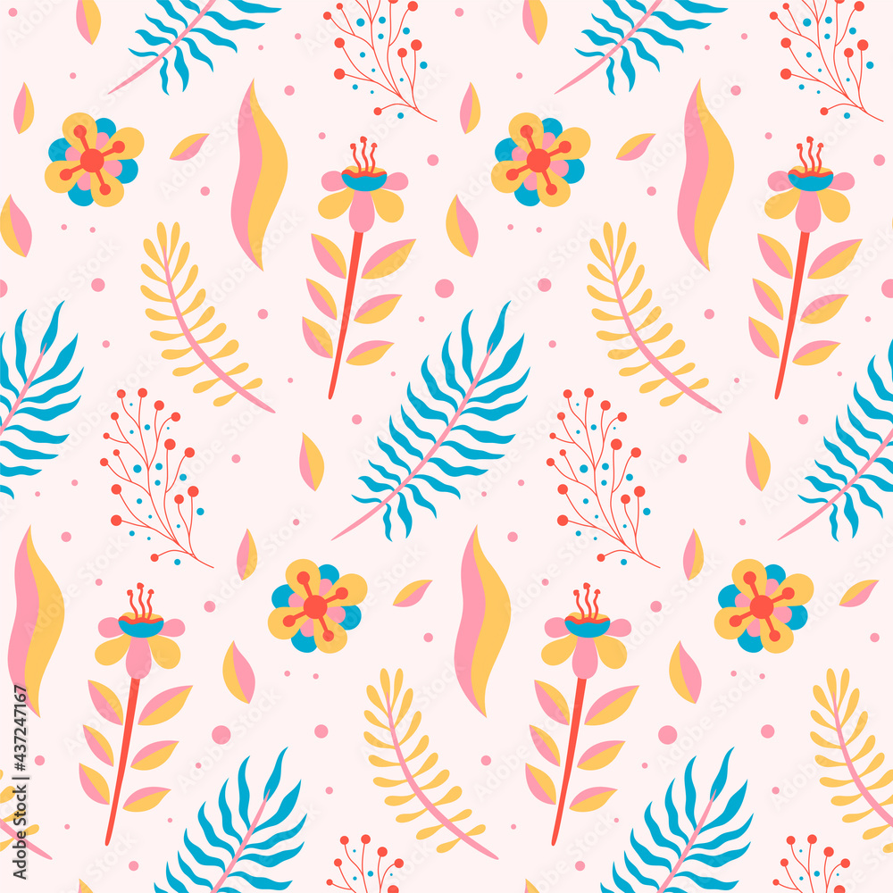 Unique spring flowervector seamless pattern design. Awesome for spring summer vintage fabric, textile, wallpaper, scrapbooking, gift wrap, accessories, and clothing. Surface pattern design.