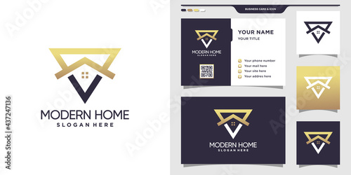 Home logo with creative modern concept. Logo icon and business card design