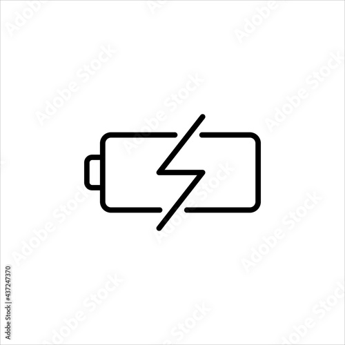 Line Icon Is A Battery Indicator In A Simple Style. It represents the charging of the device. Vector sign in a simple style, isolated on a white background