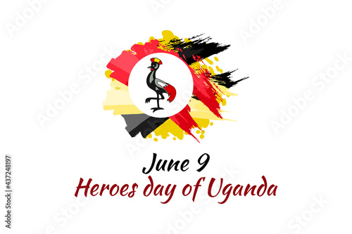 June 9, Heroes Day of Uganda  Vector Illustration. Suitable for greeting card, poster and banner 