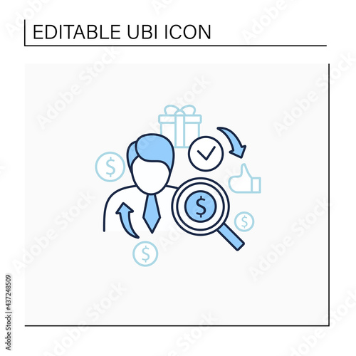 Individual payment line icon. Portion of total payout amount. Personal deposit.Universal basic income concept. Isolated vector illustration.Editable stroke