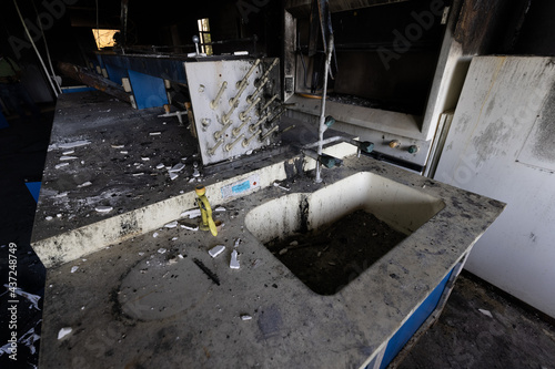 Room condition after scientific laboratory fire