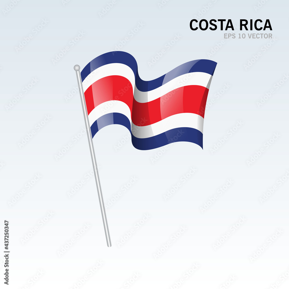Costa Rica waving flag isolated on gray background