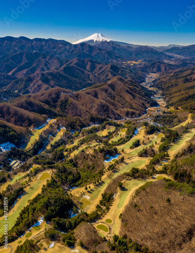 Golf course next to Fuji mountain