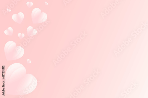 Pastel pink paper heart background. Copy space. Illustration abstract design. Valentines day concept. Vector EPS 10.