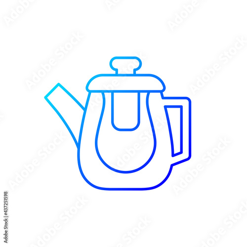 Double glass teapot gradient linear vector icon. Container made of tempered glass for hot tea preparing. Thin line color symbols. Modern style pictogram. Vector isolated outline drawing