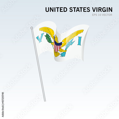 United States Virgin waving flag isolated on gray background