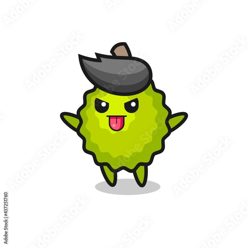 naughty durian character in mocking pose