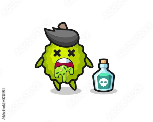 illustration of an durian character vomiting due to poisoning