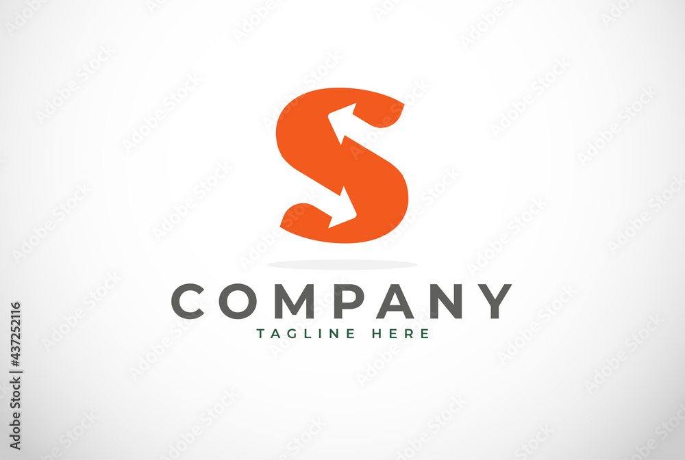 Initial S Logo. letter S with two arrow inside, Usable for  logistic and  company  Logos, Flat Vector Logo Design Template, vector illustration