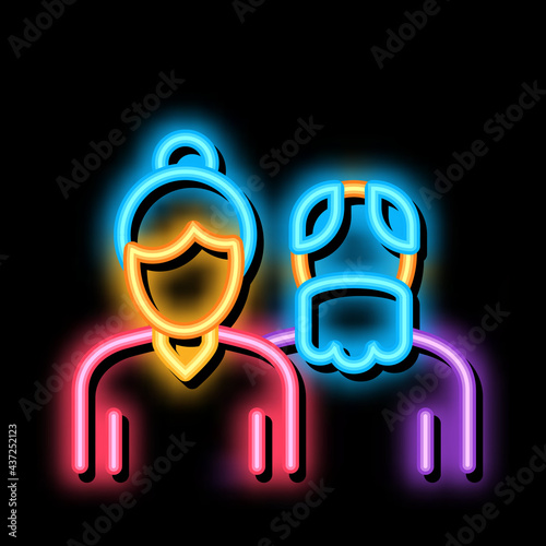 Grandparents neon light sign vector. Glowing bright icon Grandparents sign. transparent symbol illustration