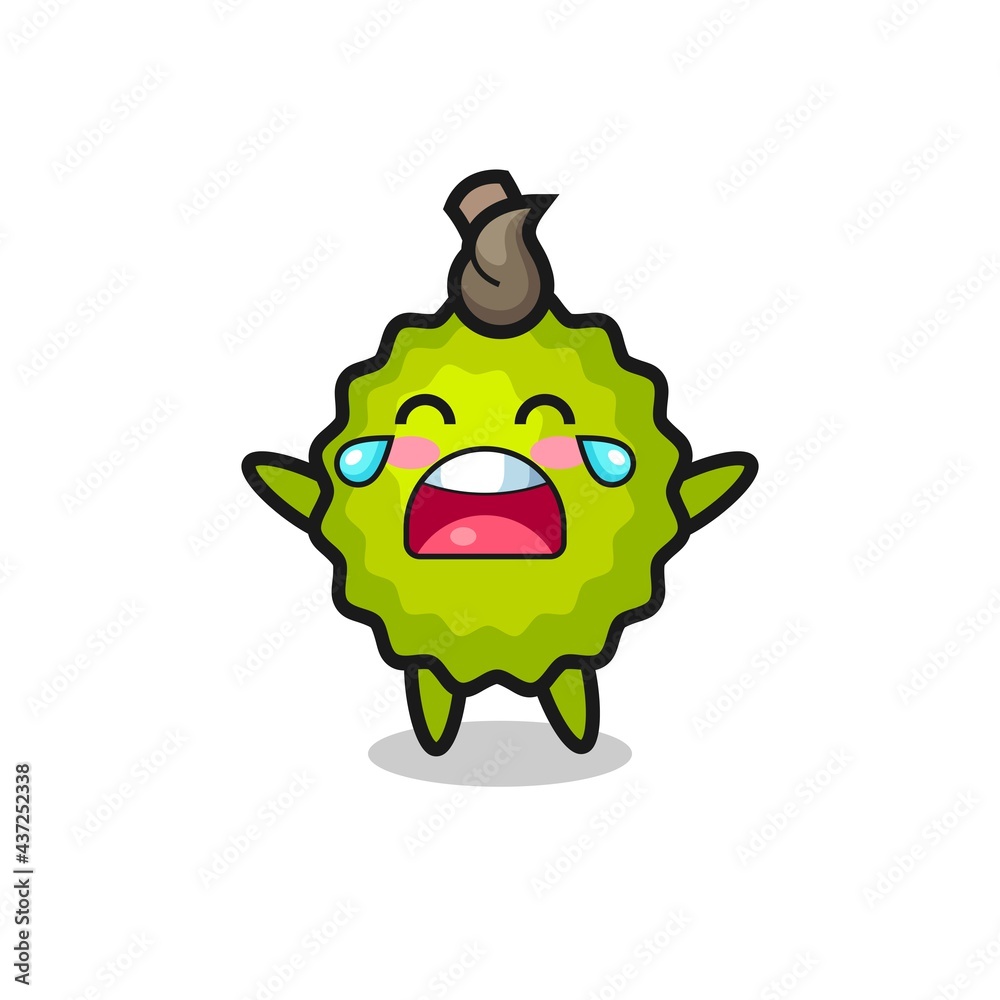 Fototapeta premium the illustration of crying durian cute baby