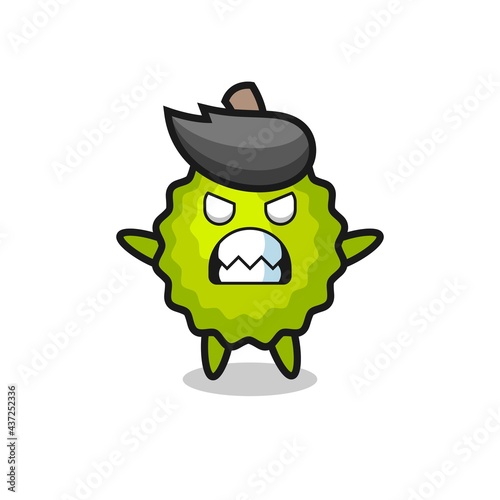 wrathful expression of the durian mascot character