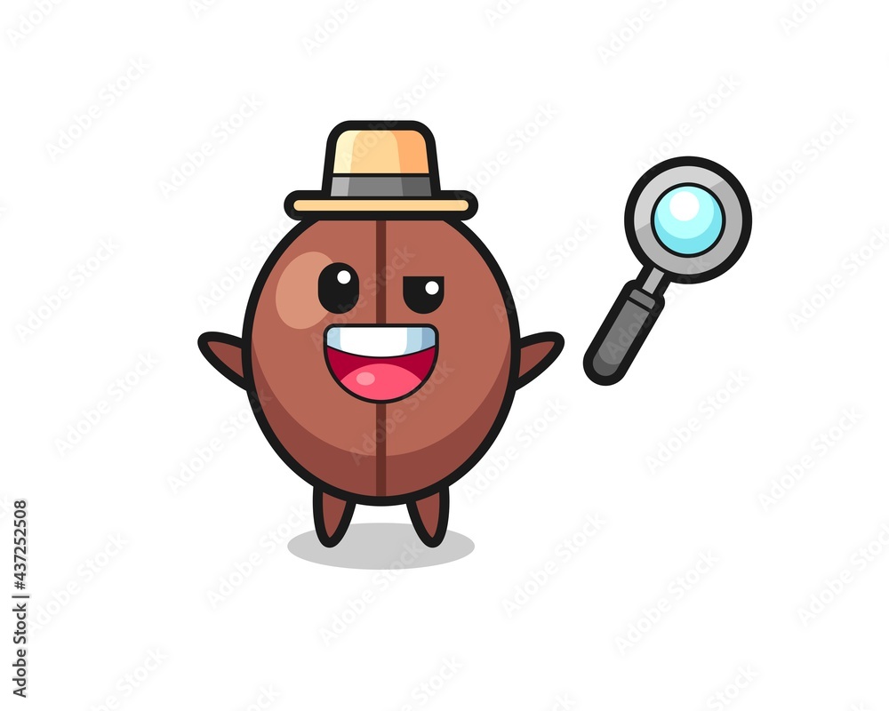 illustration of the coffee bean mascot as a detective who manages to solve a case illustration of the coffee bean mascot as a detective who manages to solve a case