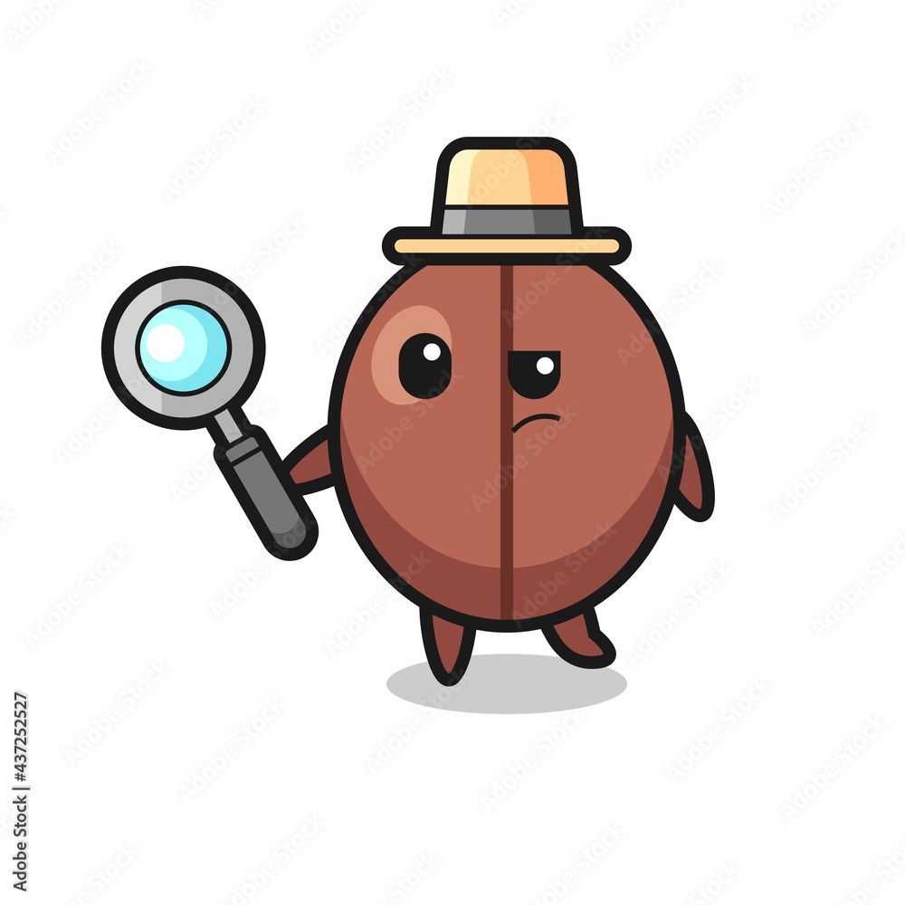 coffee bean detective character is analyzing a case