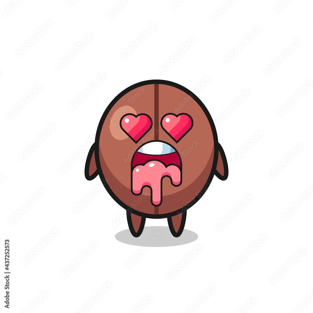 the falling in love expression of a cute coffee bean with heart shaped eyes the falling in love expression of a cute coffee bean with heart shaped eyes