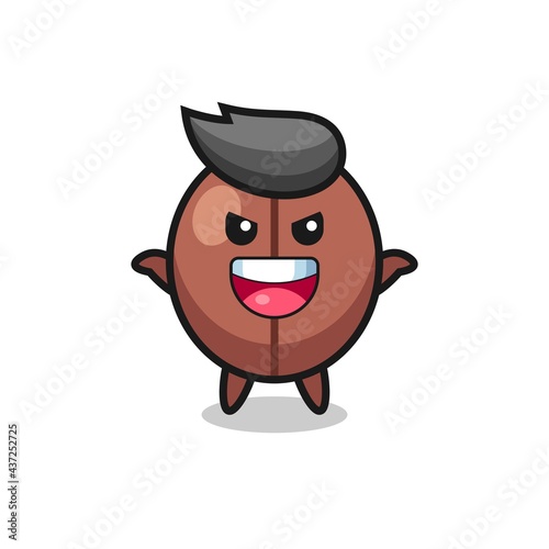 the illustration of cute coffee bean doing scare gesture