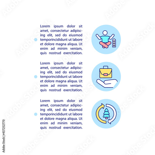 Carbon offset benefits concept line icons with text. PPT page vector template with copy space. Brochure, magazine, newsletter design element. Emission-reducing activities linear illustrations on white