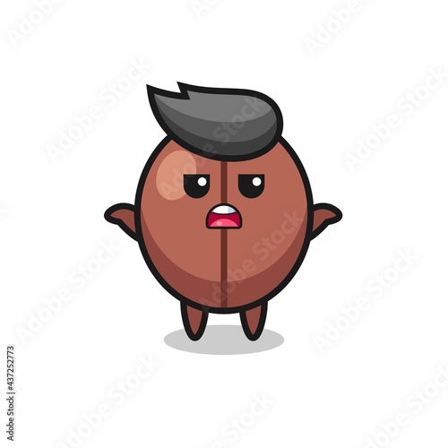 coffee bean mascot character saying I do not know