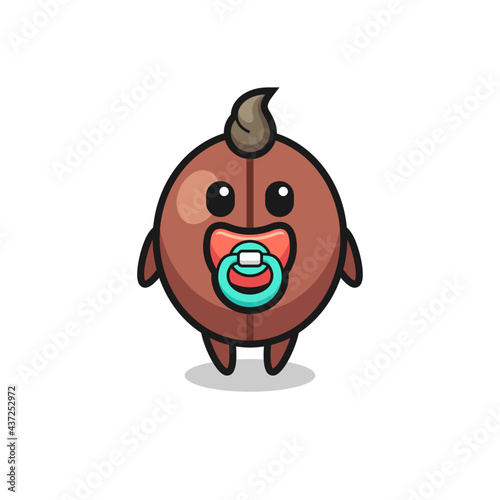 baby coffee bean cartoon character with pacifier