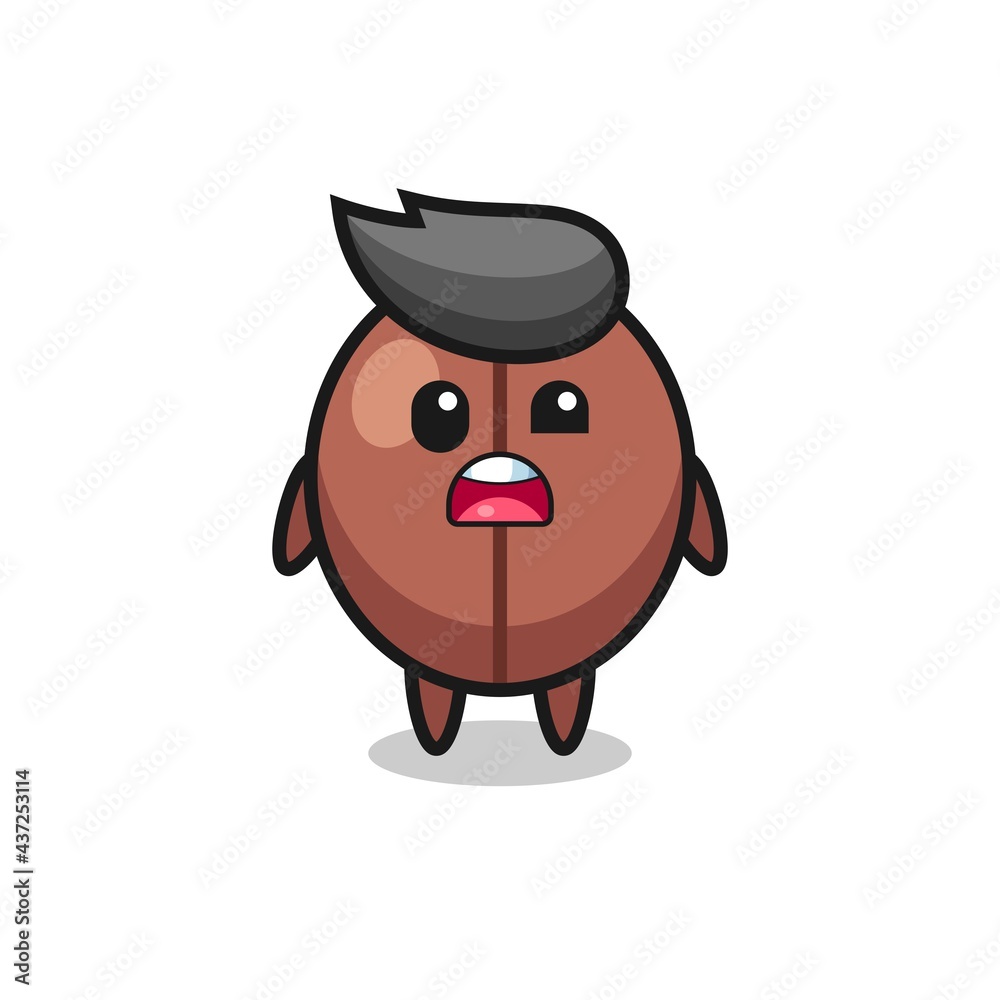 the shocked face of the cute coffee bean mascot the shocked face of the cute coffee bean mascot