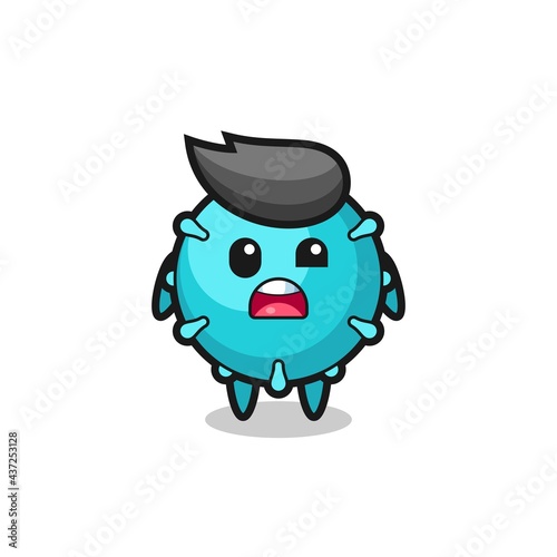 the shocked face of the cute virus mascot