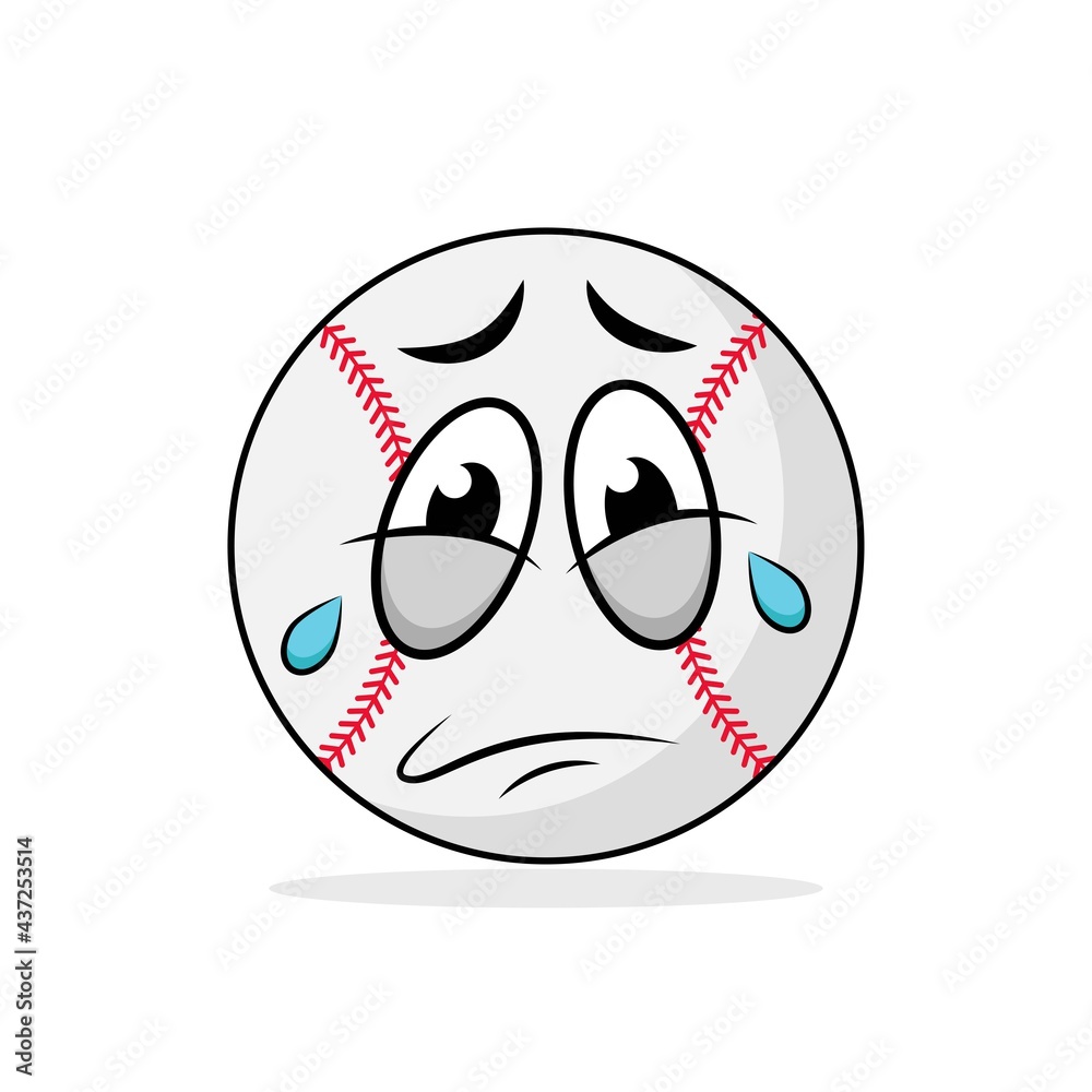 Baseball ball emoticon sad vector graphics Stock Vector Adobe Stock