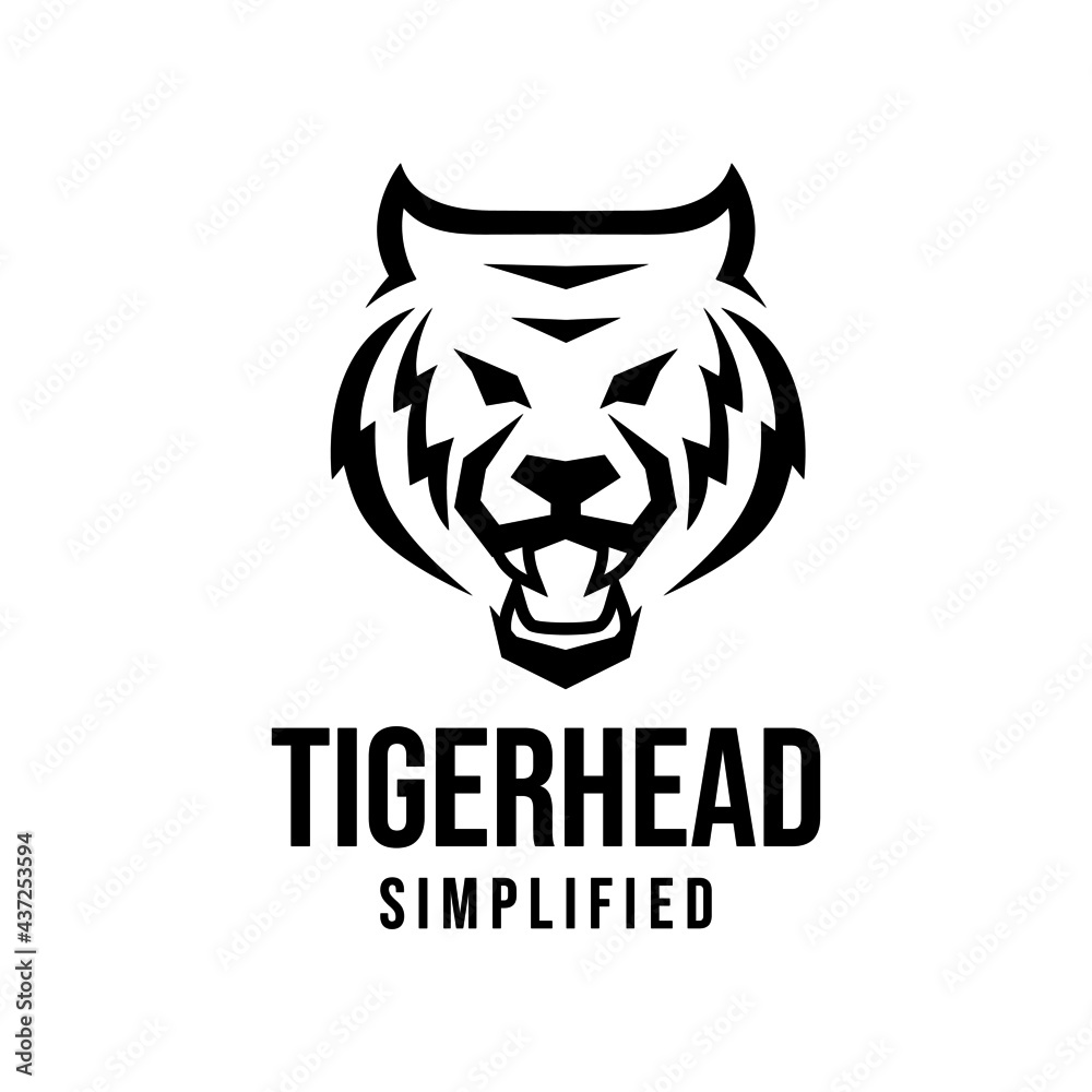 premium tiger head vector black logo icon illustration design