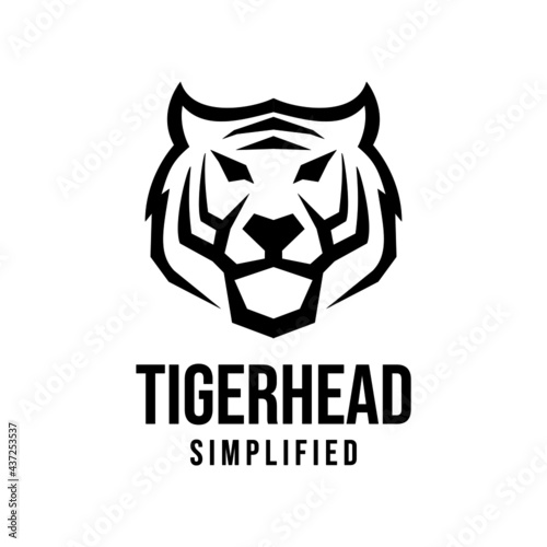 premium tiger head vector black logo icon illustration design