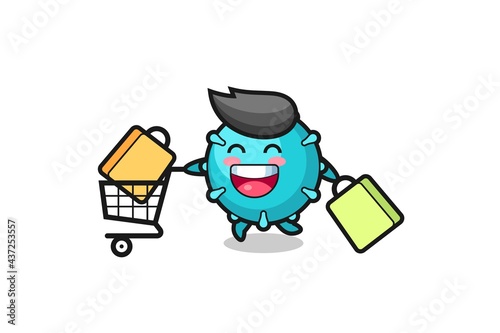 black Friday illustration with cute virus mascot