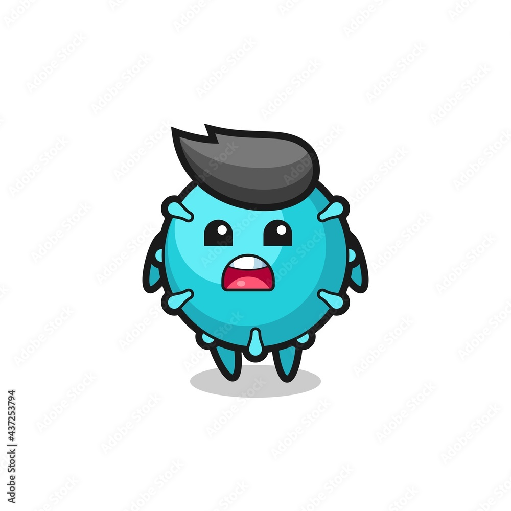 virus illustration with apologizing expression, saying I am sorry