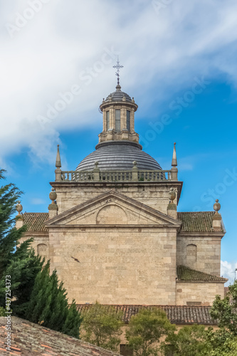 Back view at the dome copula tower at the iconic spanish Romanesque and Renaissance architecture building at the Iglesia de Cerralbo photo