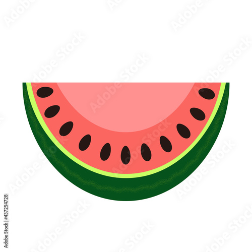 Watermelon slice vector illustration. Ripe juicy summer fruit. Healthy diet raw food.