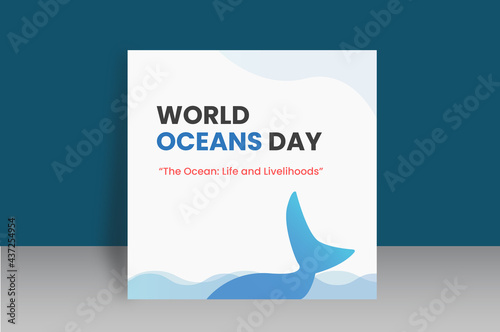  oceans day social media post design template 