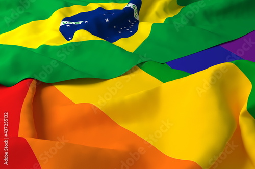 Brazil Country Flag Support Respect LGBT LGBTQ Transgender 3d Rendering