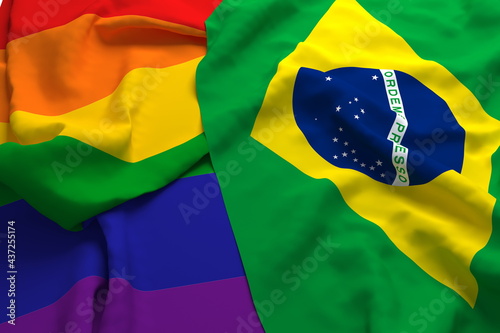 Brazil Country Flag Support Respect LGBT LGBTQ Transgender 3d Rendering