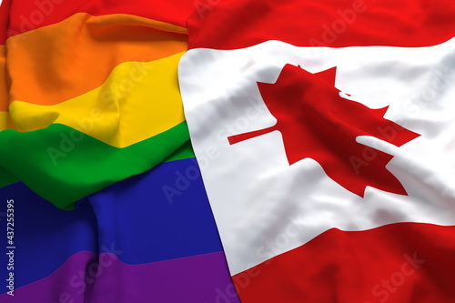 Canada Country Flag Support Respect LGBT LGBTQ Transgender 3d Rendering