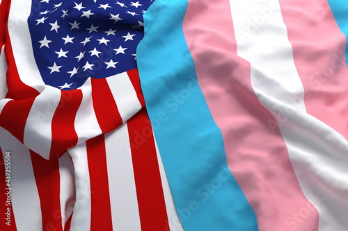 USA America Country Flag Support Respect LGBT LGBTQ Transgender 3d Rendering