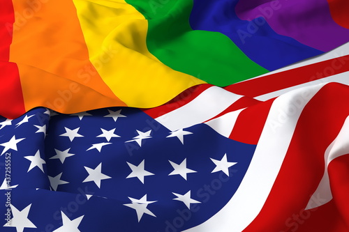 USA America Country Flag Support Respect LGBT LGBTQ Transgender 3d Rendering