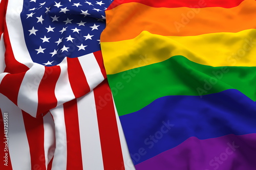 USA America Country Flag Support Respect LGBT LGBTQ Transgender 3d Rendering