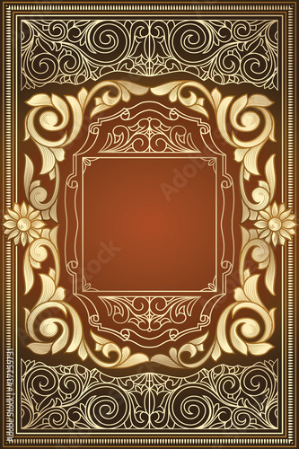 Golden ornate decorative vintage design card