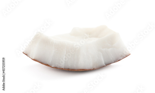Piece of ripe coconut isolated on white