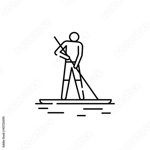 Paddleboarding line icon. Isolated vector element.