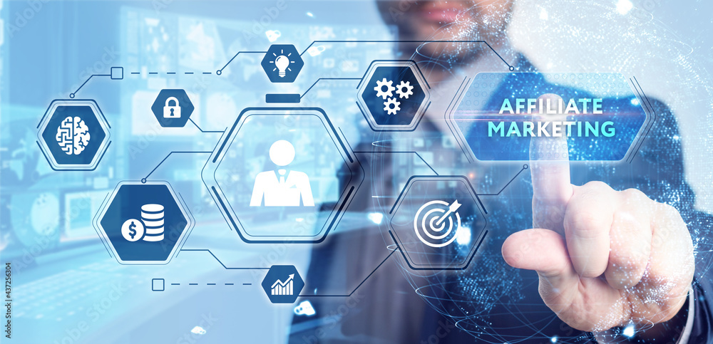 Fototapeta premium AFFILIATE MARKETING. Business, Technology, Internet and network concept.