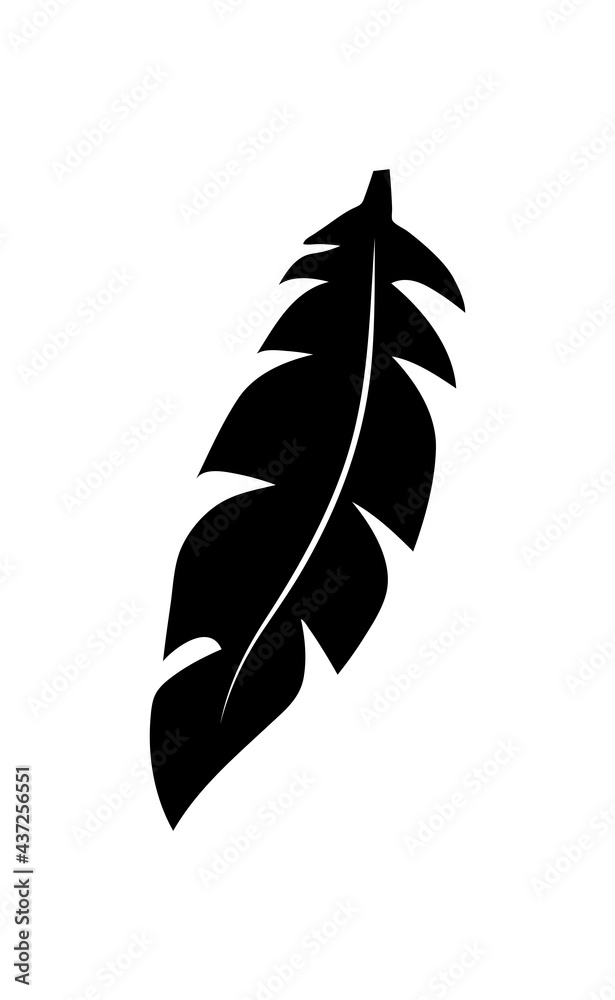Fototapeta premium illustration of an old feather. Feather silhouette. Retro image of letter with feather icon.