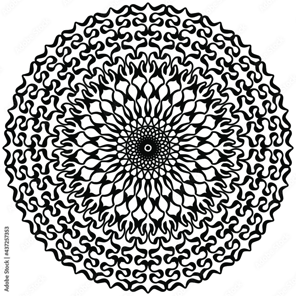 simple mandala with abstract ornaments for coloring, vector, coloring book