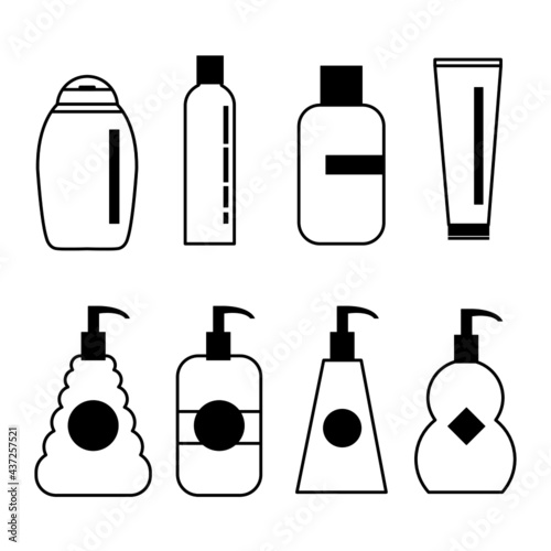 vector set of shampoo bottle package container icon illustration