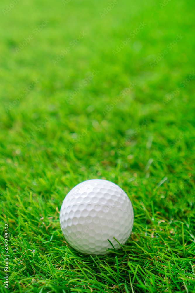 Golf ball on the green artificial grass. Vertical background with copy space. Golf ball on the green artificial grass. Vertical background with copy space.