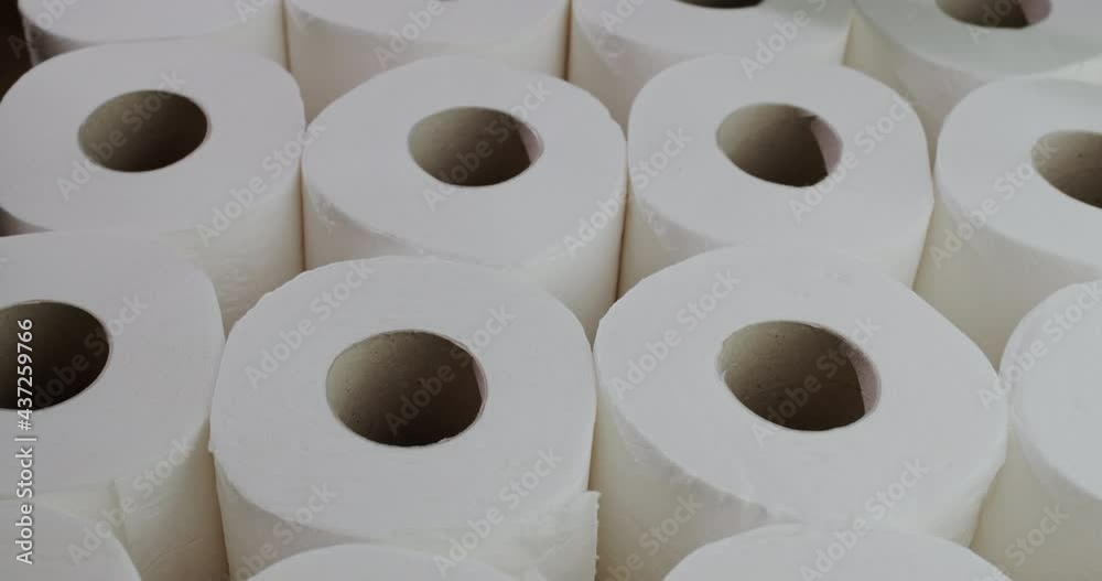 Slider 4k shot: Lots of toilet paper rolls. Slider 4k shot: Lots of toilet paper rolls.