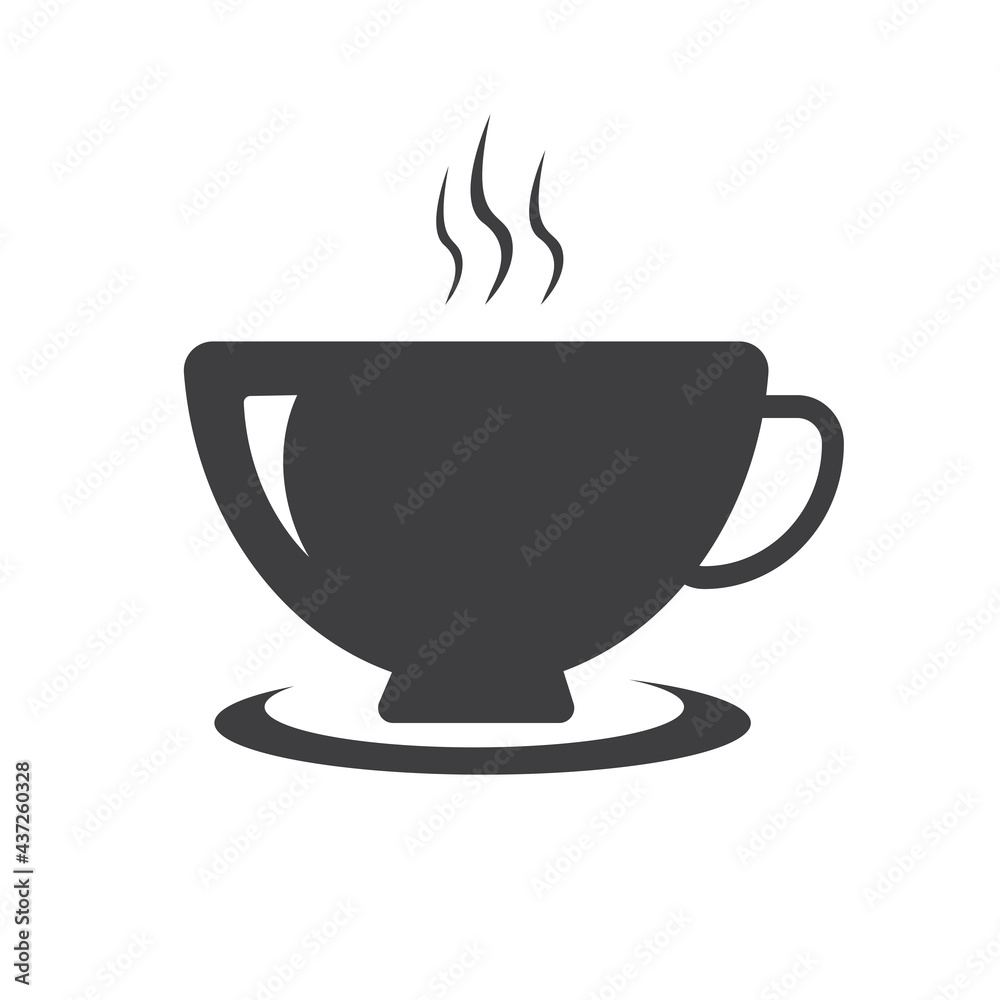 Tea cup or coffee cup icon black and white. vector illustration Tea cup or coffee cup icon black and white. vector illustration